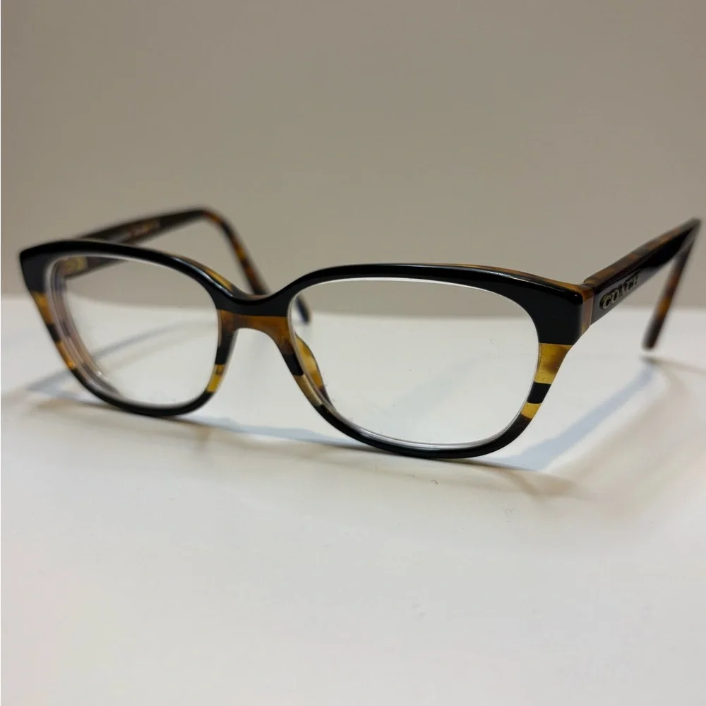 COACH EYEGLASSES‎ 5443 (Black Tort Gltr Varsity Stripe) 52•16•140 COACH GLASSES